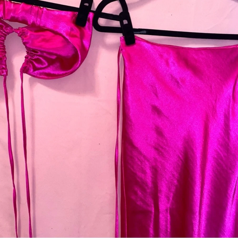 Top Shop Skirt Set Pink Fuchsia Halter Straples Hot Summer Island 6 Small/Medium - Picture 12 of 16